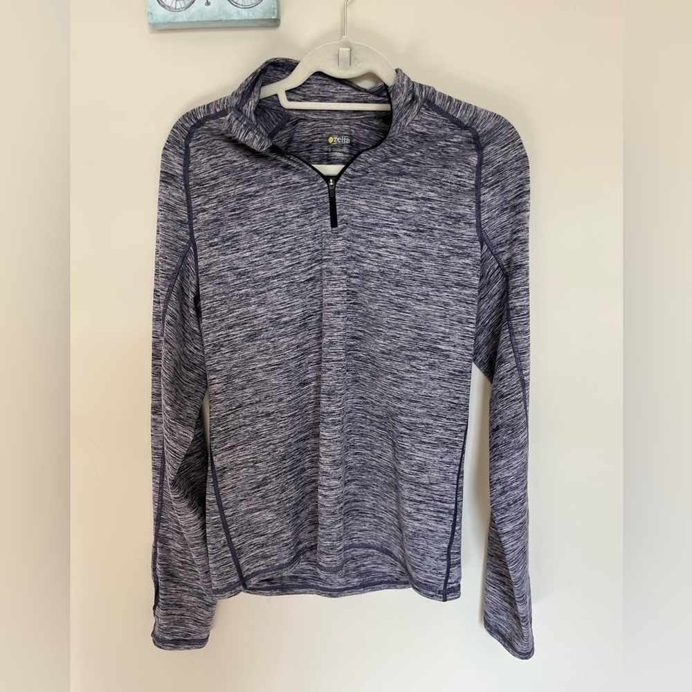 Zella Purple Gray Heathered 1/4 Zip Athletic Top Size Small